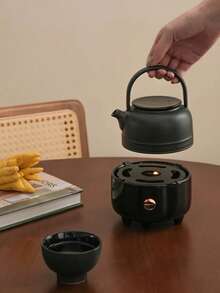 黑色陶瓷茶暖爐，高級高端茶壺保溫器，小型家用茶具，奢華風格茶暖爐 - 黑色 - 查看 6
