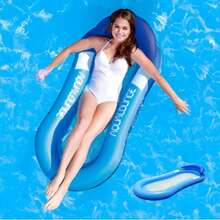 160*90cmMultiple Colors Available. Adult Mesh Inflatable Floating Bed With Pillow. Water Lounger. Poolside, Beach Leisure Floating Raft, Vacation Water Play Toy. - Mint Blue - View 5
