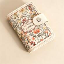 Vintage Oil Painting Floral Card Holder, PU Leather Button Closure, RFID Blocking Multi-Slot Card Wallet, Passport And Document Travel Organizer - Multicolor - View 12