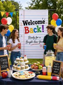 Giant Notebook Paper Texture Background Cloth, Large Notebook Background Banner, First Day Of School Photo Booth, Classroom Wall Decor, Polyester Fabric Background, Suitable For Back To School Party, Graduation Ceremony And Teacher Bulletin Board - Mixed - View 3