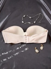1件女款休閒無肩帶內衣，附墊杯與露背設計，適合日常穿著 - 杏色 - 查看 8