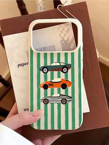 1pc Fashionable Personalized Striped Car Pattern Anti-Drop Cream White Liquid Straight Edge TPU Phone Case Suitable For IPhone 16 Pro Max/16/16 Pro/16 Plus/15/15 Pro Max/15 Pro/11/12/13/14 Pro Max/11 Pro/11 Pro Max/12 Pro/12 Pro Max/13 Pro/13 Pro Max/14 Pro/14 Pro Max Soft Shell Premium Feel - Multicolor - View 5