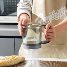 Handheld Powder Sieve Household Cup-Type Flour Sifter Semi-Automatic Handheld Flour Filter Sieve Single Layer Flour Sifter 1pc - Grey - View 3