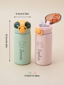 1 buah Botol Minum Anak Stainless Steel dengan Sedotan Silikon Anti Bocor, Dapat Disesuaikan Nama & Polanya, Cocok untuk Anak Laki-laki dan Perempuan Sekolah - MultiWarna - View 11