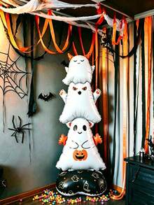1pc Matte Standing Ghost Foil Balloon, Suitable For Halloween Party Decoration, Ghost Party Props, Trick Or Treat Theme Party Decoration, Indoor/Outdoor Photo Backdrop Decoration - Multicolor - View 4