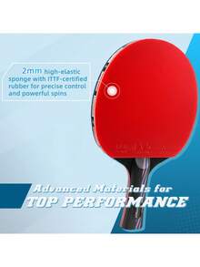 Raqueta de Tenis de Mesa, Raqueta de Tenis de Mesa Profesional, Con Bolsa de Lona, Goma Certificada por la ITTF, Adecuada para Principiantes y Jugadores Profesionales, Entrenamiento de Raqueta Profesional. - Rojo - Ver 2