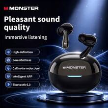 Monster HT22 TWS 藍牙 6.0 無線耳機，遊戲低延遲耳機，具備降噪通話、智能 APP 自定義 EQ、長續航觸控控制運動耳機 - 查看 1