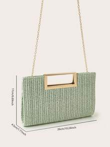 AIBBYDAR Borsa a mano da donna verde menta alla moda intrecciata, vacanza, spiaggia, borsa a tracolla versatile da donna, casual, minimalista, spiaggia, accessorio essenziale per le vacanze - Menta Verde - Visualizzare 9