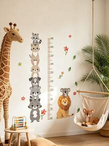 Gráfico de Altura de Animales Dibujos Animados Animales Lindos Apilados Alto Elefante León Jirafa Pegatina de Pared Decoración de Habitación Infantil Bebé Dormitorio Guardería Sala de Estar Decoración del Hogar Calcomanía de Pared - Multicolor - Ver 11