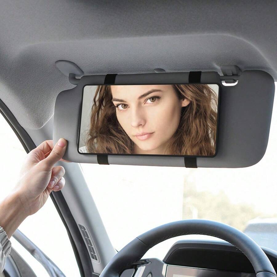 1pc Car Sun Visor Makeup Mirror, Passenger Side Sun Visor Vanity Mirror, Portable High Definition Makeup Mirror, Suitable For Girls And Women - A - View 1