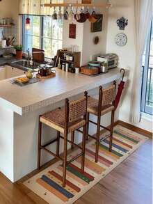 1 pieza Alfombra decorativa de cocina con rayas degradadas de arcoíris, alfombra rectangular absorbente de tierra de diatomeas de estilo minimalista americano, alfombra antideslizante para baño, adecuada para uso diario en cocina, baño, lavandería, pasillo - Naranja - Ver 9