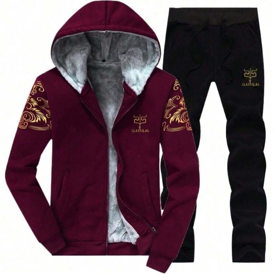 Men Plus Size Outerwear Sets - Red - View 1