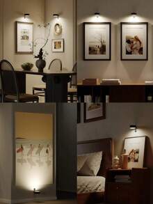 3pcs LED Battery Powered Magnetic Mount Picture Lights, Wireless Remote Control Home Wall Decor Art Display Lights - Black - View 10