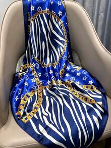 1/5pcs Light Luxury Bohemian Style Chain Large Square Scarf, Headscarf, Beach Towel, Swimming Towel, Multifunctional And Practical, Matching Set - Multicolor - View 10