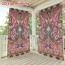 1PC/2pcs Outdoor Window Shade Including Hooks; Featuring A Vibrant Pink Bohemian Paisley Print; Machine Washable; Ideal For Gazebos, Patios And Gardens - Printing - View 2