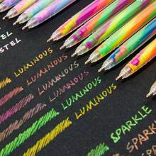 6支三色漸層彩虹筆 學生款 夢幻螺旋 DIY 繪圖亮粉馬卡龍色筆 - 多色 - 查看 1
