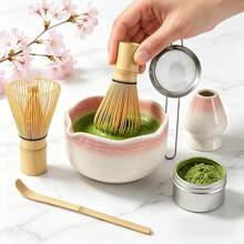 1pc/5pcs Japanese Kiln-Glazed Matcha Tea Set With Matcha Bowl, Matcha Whisk, Matcha Cup, Stirrer, Tea Spoon, Tea Bowl, Matcha Brewing Tools, Dessert & Drink Making Tools, Japanese Gift Box, Chengzhinoye Matcha Whisk Set, Holiday Gift, Exclusive Gift For Matcha Lovers - Multicolor - View 3