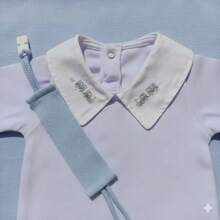 Kit Saída Maternidade Bebê Menino Tricô Enxoval Jardineira - azul blue sky - Visão 7