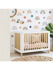 4 Stück Pastell Regenbogen Stern Wandaufkleber Niedlicher Boho-Stil Regenbogen Polka Dot Heimdekoration Aufkleber, einfach anzubringen, keine Rückstände, niedliche Regenbogen-Thema weiche Dekorationsaufkleber - Bohème-Stil - Übersicht 2