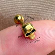 1 Peça Brinco de Pino Punk Gótico Dourado Preto Prata Mini Cabeça de Fantasma Caveira Costas Planas Cartilagem Antitrago Hélice Concha Lóbulo Piercing Joias Masculinas 16 Gauge - Um par de brincos de caveira esférica - Visão 3
