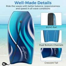 Boogie Boards For Beach, 33"/37"/41" Lightweight Body Board, Bodyboard For Kids Adults Surfing - Rainbow Vortex - View 10