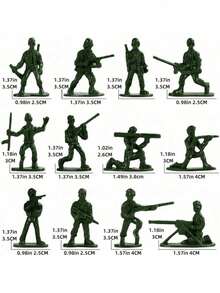 100pcs Plastic Soldier Model Set, Includes Soldiers, Armored Vehicles, Tanks, Aircraft, Soldier Theme, Children Interactive Toys, Parent-Child Toys - Multicolor - View 5