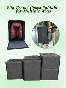 nunify S/M/L Three Size Wig Storage Box For Wigs Toupee Hair Closure Storage Protable Wig Travel Case Foldable Hand Carry Wig Bag With Steel Adjustable Wig Display Stand Travelling Wig Packaging Box - View 3