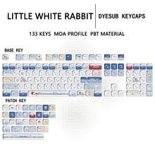 White Rabbit Cute Keycaps Highly Attractive PBT 5-Sided Dye-Sublimation New MOA Rounded Compatible With Mechanical Keyboards - View 7