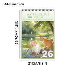 A4/A5 Spiral Bound Watercolor Sketchbook, 7 Styles Cute Landscape Cover Watercolor Sketchbook, 180g Thick Acid-Free Watercolor Paper, 26 Pages, Beginner Art Student Painting Book, Portable Watercolor Sketching Notebook; Student, Teenager, Amateur Painting Enthusiast Art Supplies, Suitable For Sketching, Watercolor Illustration, Hand-Drawn Creation - Single Piece - View 2
