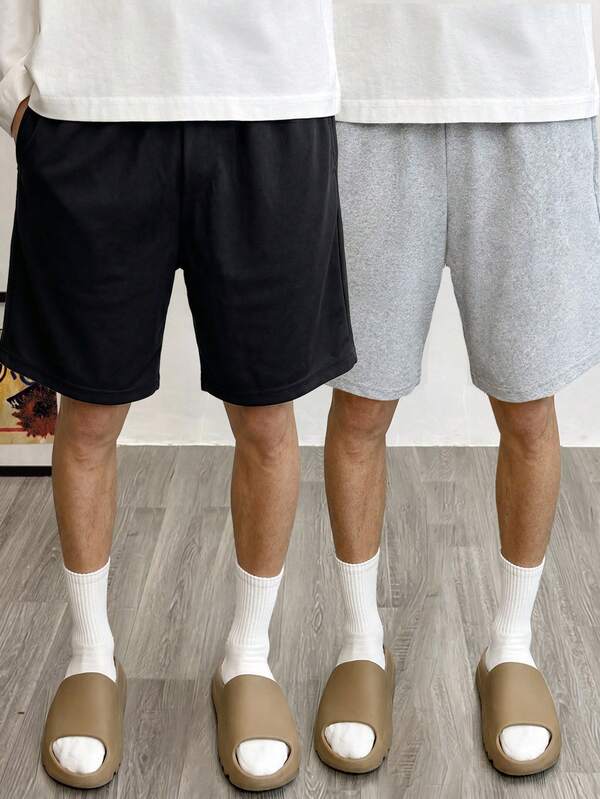 2pcs Tween Boys Summer Outdoor Sports Casual Loose Straight Shorts, Fashion Versatile Comfortable