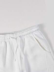 1pc Girls Teen American Street Style Creative Structure Outdoor Casual Loose Wide Leg Long Pants - White - View 4