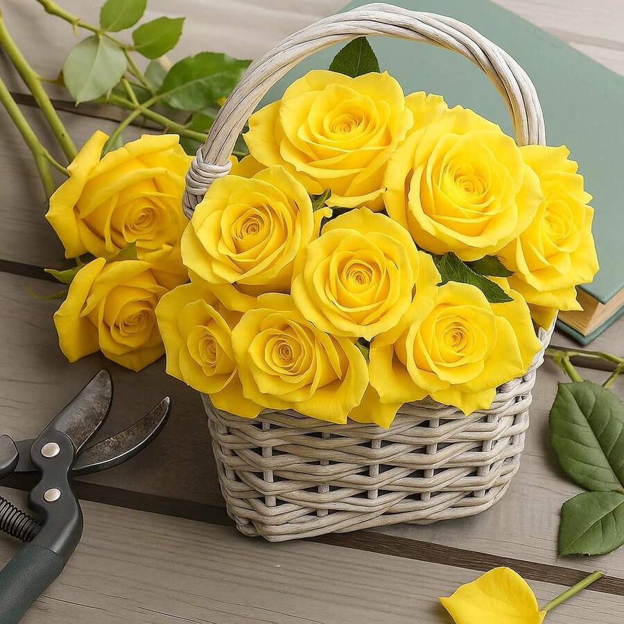 1/20 Stücke Valentinstag Geschenk Künstliche Rosenblumen, hochwertige künstliche Rosen, geeignet für Heimdekoration, Raumdekoration, Tischdekoration, Hochzeitsdekoration, Brautstrauß, Handgelenks-Corsage, Straußherstellung, Zuhause, Restaurant, Schlafzimmer, Vasendekoration Strauß - Gelb - Übersicht 1