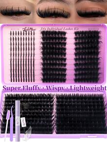 1box/2boxes Flare False Eyelashes Set With Ultra-Dense, Waterproof, Long-Lasting Lashes, Velure, Fairy, Flora, 100D120D150D, Hybrid Volume Look, Beginner-Friendly,Includes Lash Glue, Tweezers,For Wedding, Birthday,Graduate,Travel,Christmas - 紫色 - 查看 9