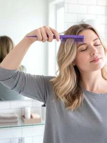 3 pezzi/2 pezzi/1 pezzo Pettine piatto a 3 strati con coda appuntita e design a 3 file di denti densi, pettine resistente al calore per acconciatura di capelli spessi e sottili, crea una struttura di capelli voluminosa e piena, pettine per colpi di luce, pettine con coda appuntita, pettine per acconciature di capelli lunghi, pettine per tintura dei capelli - Multicolore - Visualizzare 6