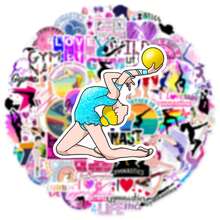 50 pièces Autocollants Graffiti Série Sports de Gymnastique pour Valise, Coque de Téléphone, Ordinateur Portable, Casque, Skateboard, Autocollants Décoratifs Imperméables DIY Créatifs Fournitures Scolaires - Multicolore - Voir 4