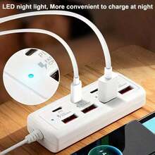 快速充電多口電源排插充電器 8口USB集線器 附4個USB Type-C 25W快充埠 高速多口充電器 適用5V USB設備 包括電腦、筆記本電腦、平板電腦等 春季禮物 - 彩色 - 查看 3