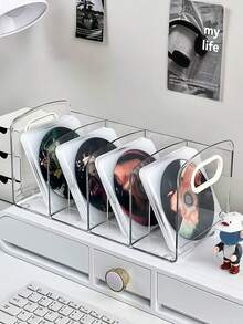 1/2pcs Clear CD Holder, DVD/CD Display Rack, CD Storage Box. Vinyl Record Storage Stand. Standard CD Cases For Media Shelf Storage And Organization. Desktop Plastic File Divider For Papers, Book, Document, Magazines Organizer. Table Decor - Transparent - View 4