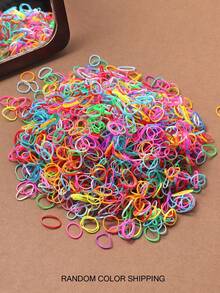 1000/2000pcs/Pack Disposable Multi-Color Mixed Rubber Bands, Women's Simple Daily Non-Damaging Hair Ties, High Elasticity Small Hair Bands, Random Color Shipment - Multicolor - View 4