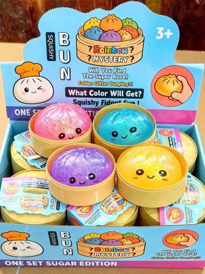 1 pieza (Color aleatorio) Juguete blando, Juguetes blandos, Dumpling realista, Favor de fiesta, Dumpling de purpurina colorida, Bola de alivio de estrés suave, Juguete sensorial, Bola de masa suave y apretable de recuperación lenta, Bollo sin vapor, Decoración de escritorio elástica, Relleno de bolsa de regalo, Regalo de cumpleaños, Suministros para fiestas, Varios colores y estilos