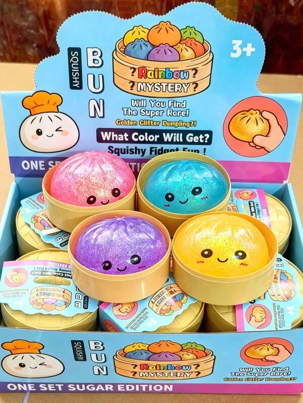 1 pieza (Color aleatorio) Juguete blando, Juguetes blandos, Dumpling realista, Favor de fiesta, Dumpling de purpurina colorida, Bola de alivio de estrés suave, Juguete sensorial, Bola de masa suave y apretable de recuperación lenta, Bollo sin vapor, Decoración de escritorio elástica, Relleno de bolsa de regalo, Regalo de cumpleaños, Suministros para fiestas, Varios colores y estilos