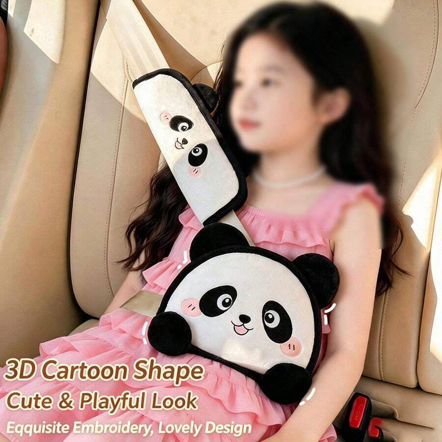 Car Seat Belt Shoulder Pad, Cartoon Embroidery Design, Comfortable Accessory For Drivers And Passengers All Season, Durable Seat Belt Accessory, New Shoulder Pad, Suitable For Most Car Models, Car Interior Accessory
