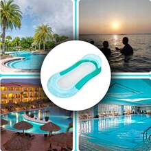 160*90cmMultiple Colors Available. Adult Mesh Inflatable Floating Bed With Pillow. Water Lounger. Poolside, Beach Leisure Floating Raft, Vacation Water Play Toy. - Mint Blue - View 2