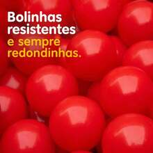 Kit 50 Bolinhas de uma Única Cor Amarelo Azul Rosa Verde Vermelho Roxo Infantil P/ Piscina 76mm Atóxicas - Vermelho - Visão 6