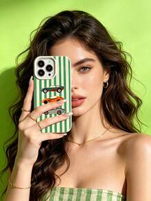 1pc Fashionable Personalized Striped Car Pattern Anti-Drop Cream White Liquid Straight Edge TPU Phone Case Suitable For IPhone 16 Pro Max/16/16 Pro/16 Plus/15/15 Pro Max/15 Pro/11/12/13/14 Pro Max/11 Pro/11 Pro Max/12 Pro/12 Pro Max/13 Pro/13 Pro Max/14 Pro/14 Pro Max Soft Shell Premium Feel - Multicolor - View 2