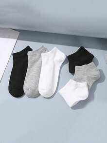 10 pares de calcetines cortos invisibles de verano para hombre en blanco y negro, simples, prácticos y multifuncionales - Negro - Ver 7