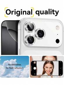 3pcs (Bright Silver) Camera Lens Protector Film For IPhone 17 Pro/ 17 Pro Max, Compatible With 16 Pro Max 16 Pro 16 16 Plus 15 Pro Max 15 15 Pro 15 Plus 14 13 12 11 Pro Max Lens Protector Case, 9H Tempered Glass Camera Cover Screen Protector Film Metal Ring Decorative Accessory, Suitable For Phone Case - Silver - View 4