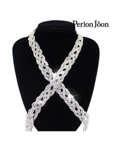 1 Yard Shiny Crystal Woven Ribbon With Rhinestones And Silver Chain, Suitable For Bridal Wedding Dress Shoe Decoration Accessories - 1 Yard/36 Inches - View 2