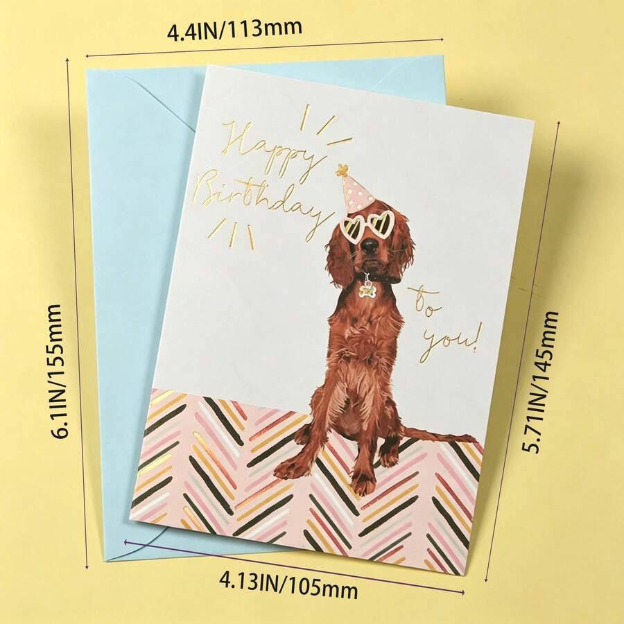 DOG THEMED HAPPY BIRTHDAY GREETING CARD, ALL-PURPOSE GREETING CARD, UNISEX KEEPSAKE BIRTHDAY CARD FOR HIM AND HER
