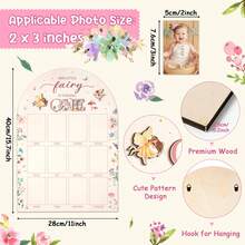 1pc Fairy Theme Baby Girl 1st Birthday Photo Display Board, Floral Butterfly Monthly Milestone Photo Board, 1st Birthday Party Decoration - Wood Color-1 - View 9