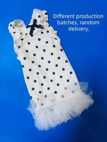 1pc Female Dog/Cat White Polka Dot Lace Ruffle Bow Decor Ballet Tutu Pet Dress, Breathable Soft Princess Style Pet Outfit, Suitable For Small Dogs And Cats, Ideal For Daily Wear/Photos/Parties - Multicolor - View 9